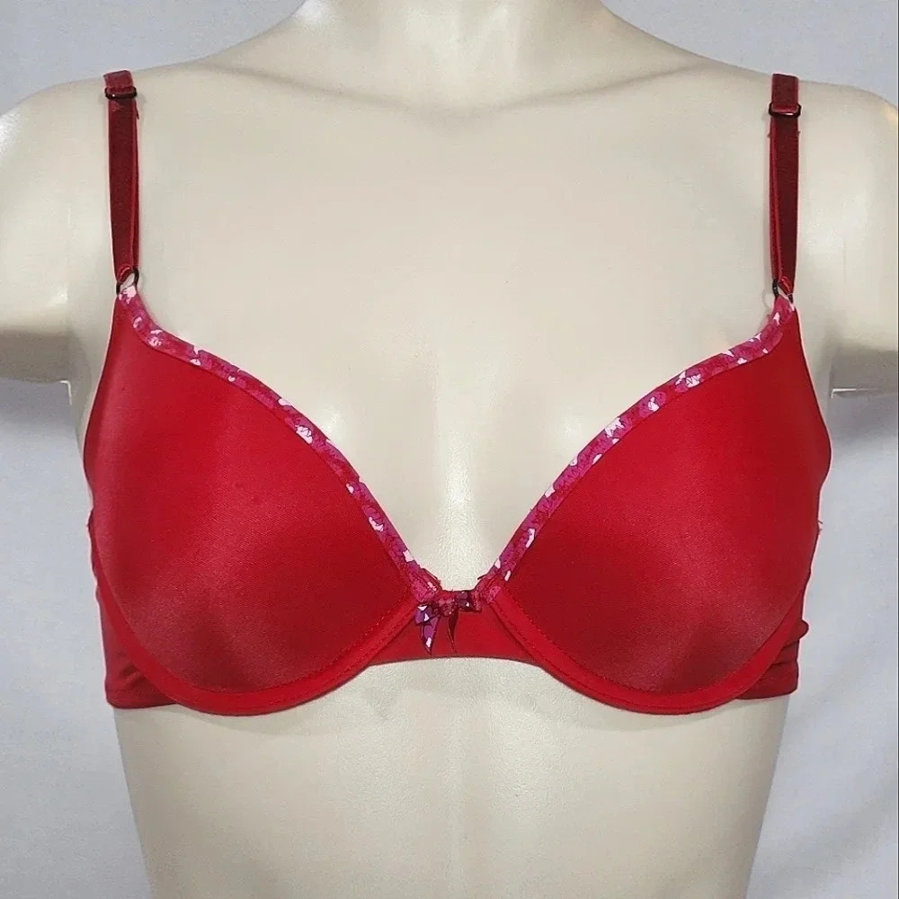 34B Maidenform 9699 9399 Push-Up UW Bra 34B Red ‎ Excellent Pre-owned Conditio